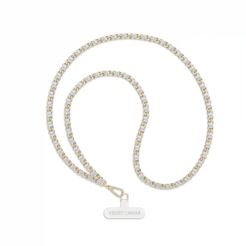 Silver Leather Chain Phone Crossbody Strap