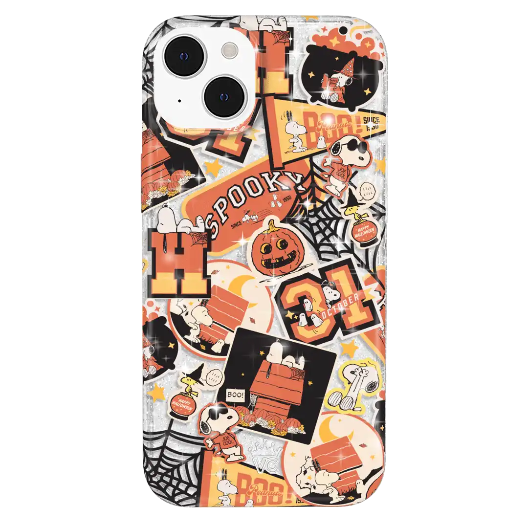 Snoopy Halloween Varsity Glitter iPhone Case