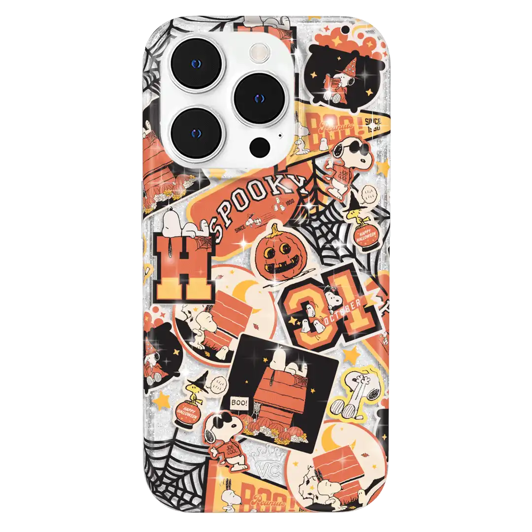 Snoopy Halloween Varsity Glitter iPhone Case