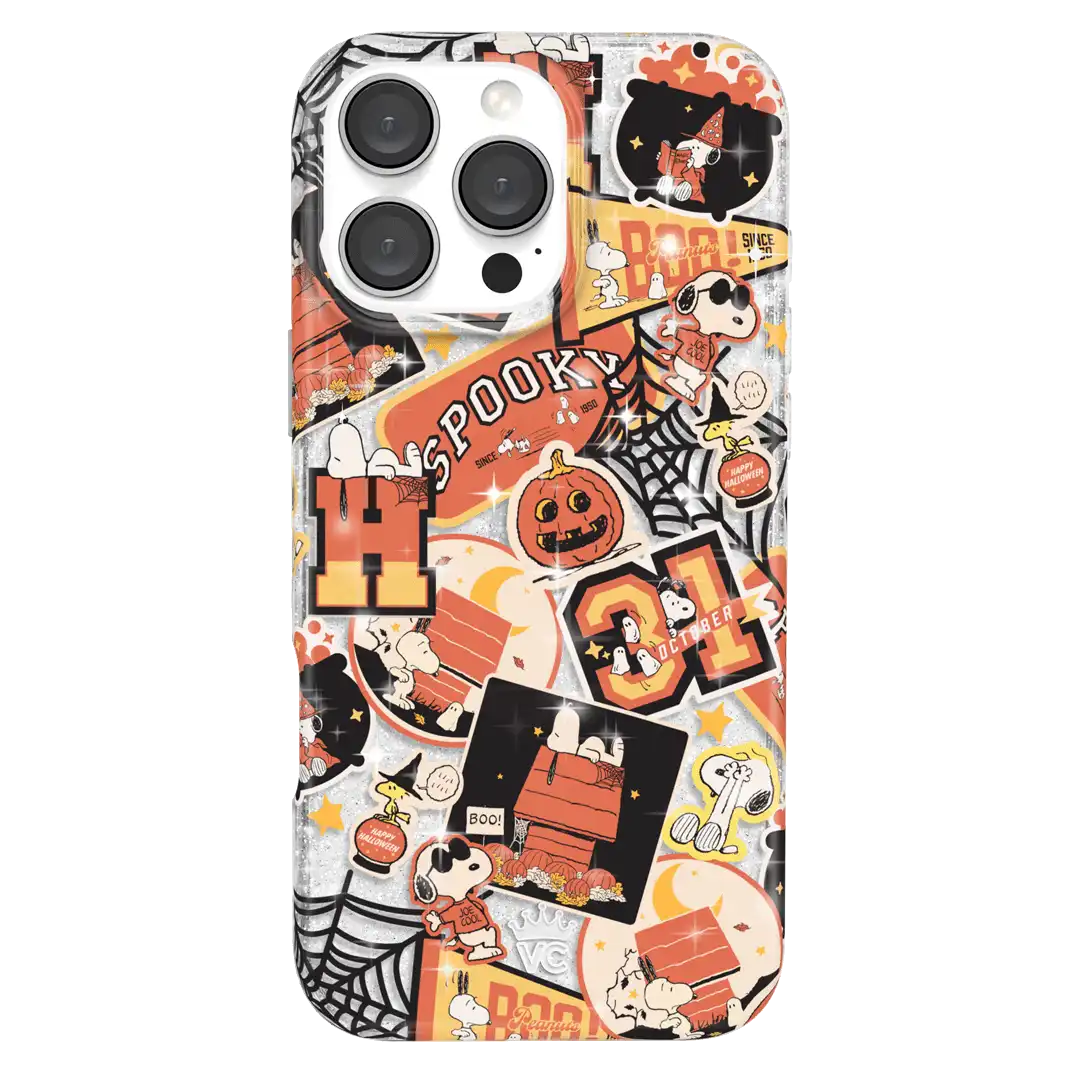 Snoopy Halloween Varsity Glitter iPhone Case