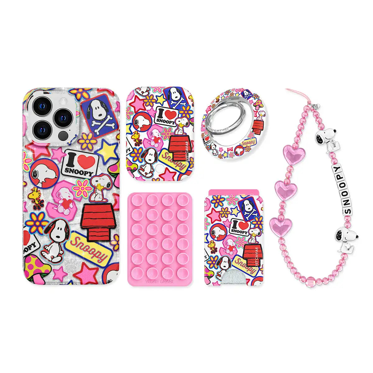 Snoopy Patchwork Glitter iPhone Bundle Set