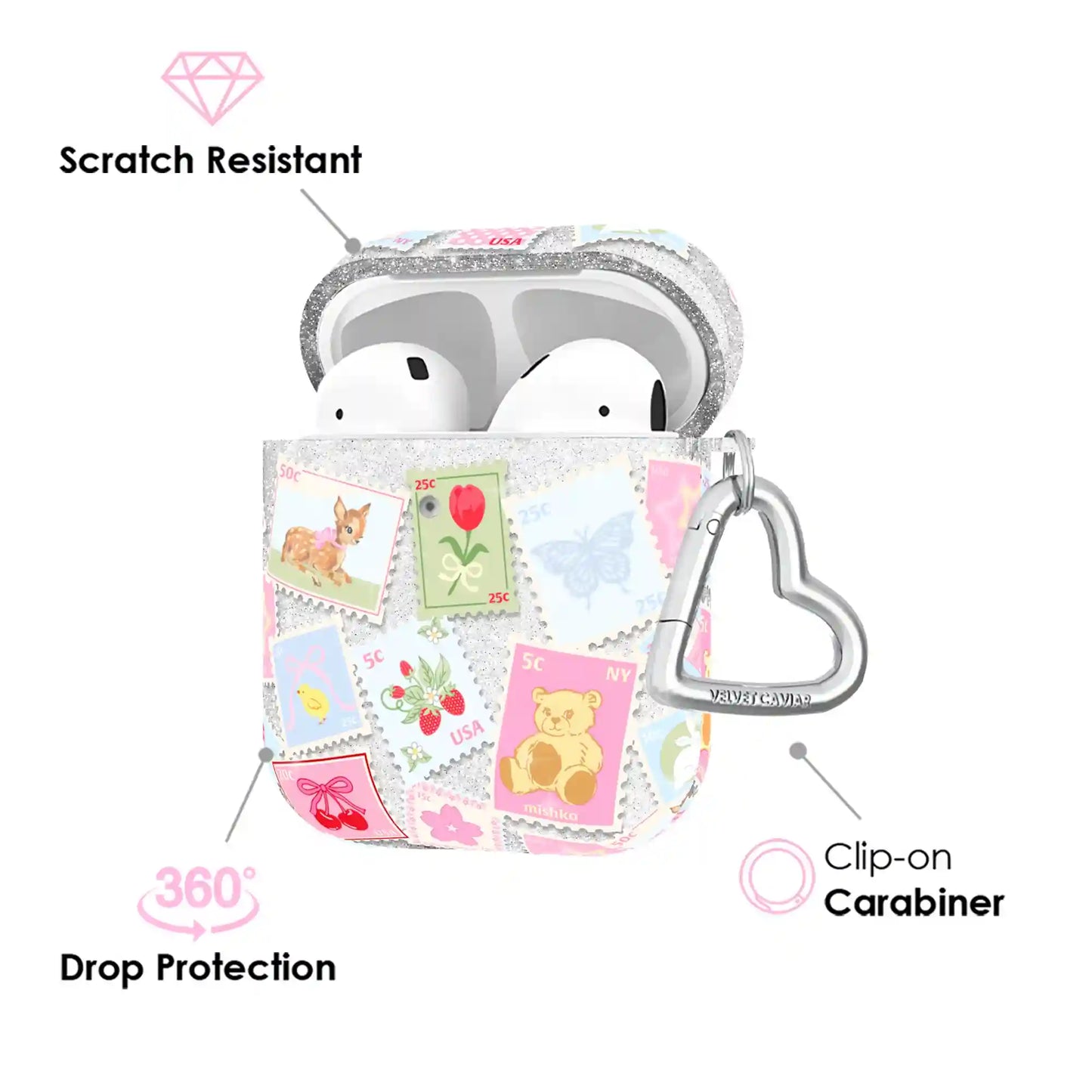 Spring Whimsy Stamps Glitter AirPod Case