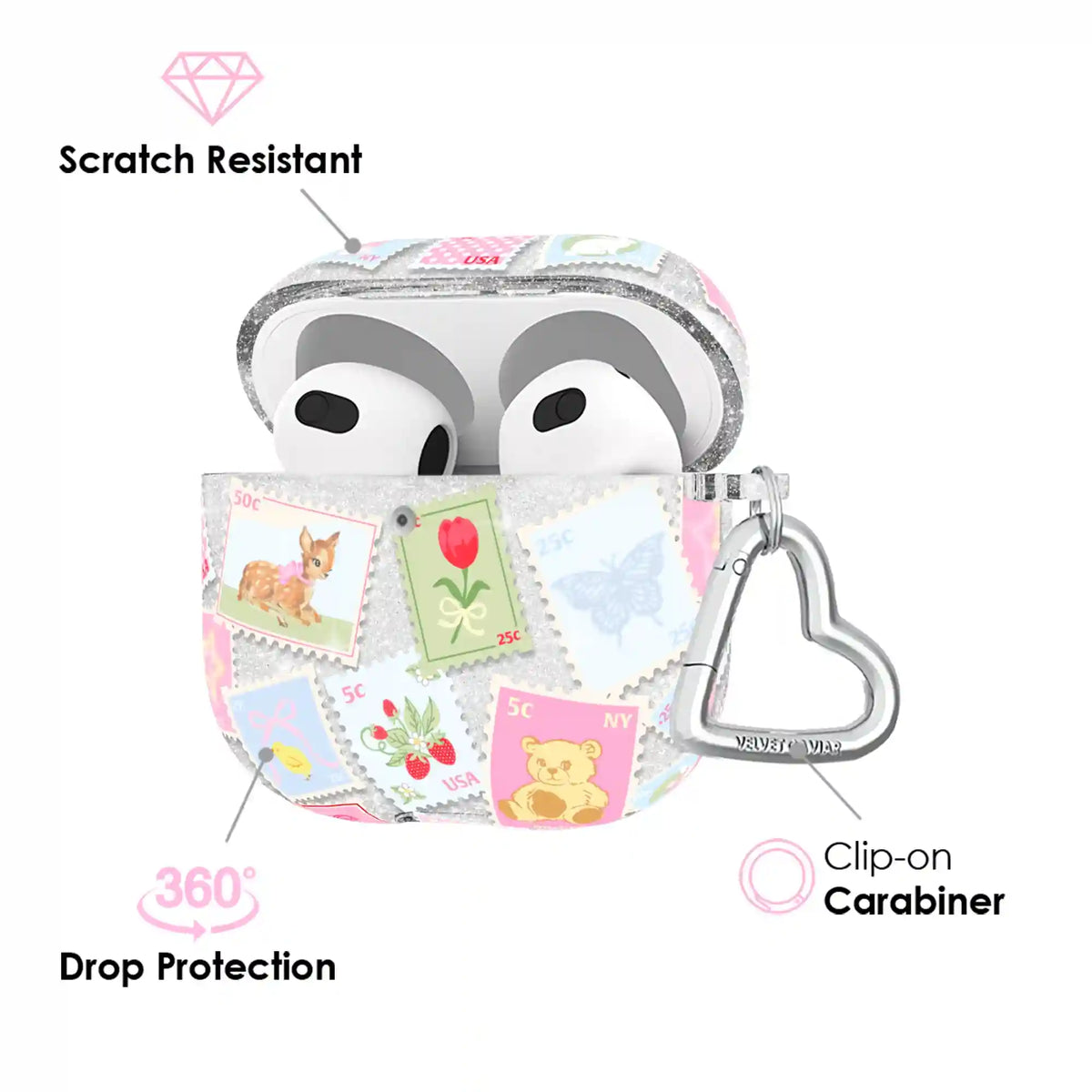 Spring Whimsy Stamps Glitter AirPod Case