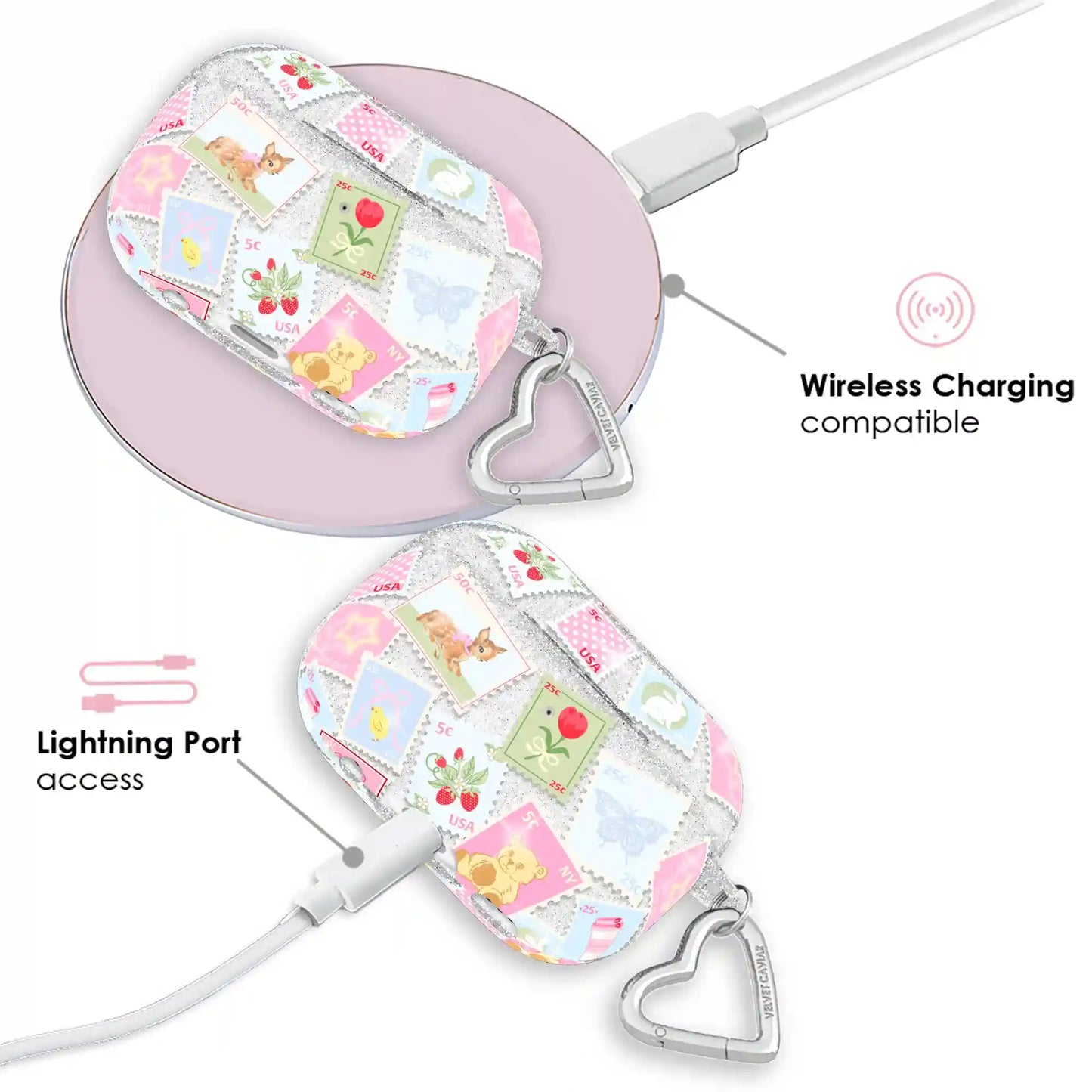 Spring Whimsy Stamps Glitter AirPod Case