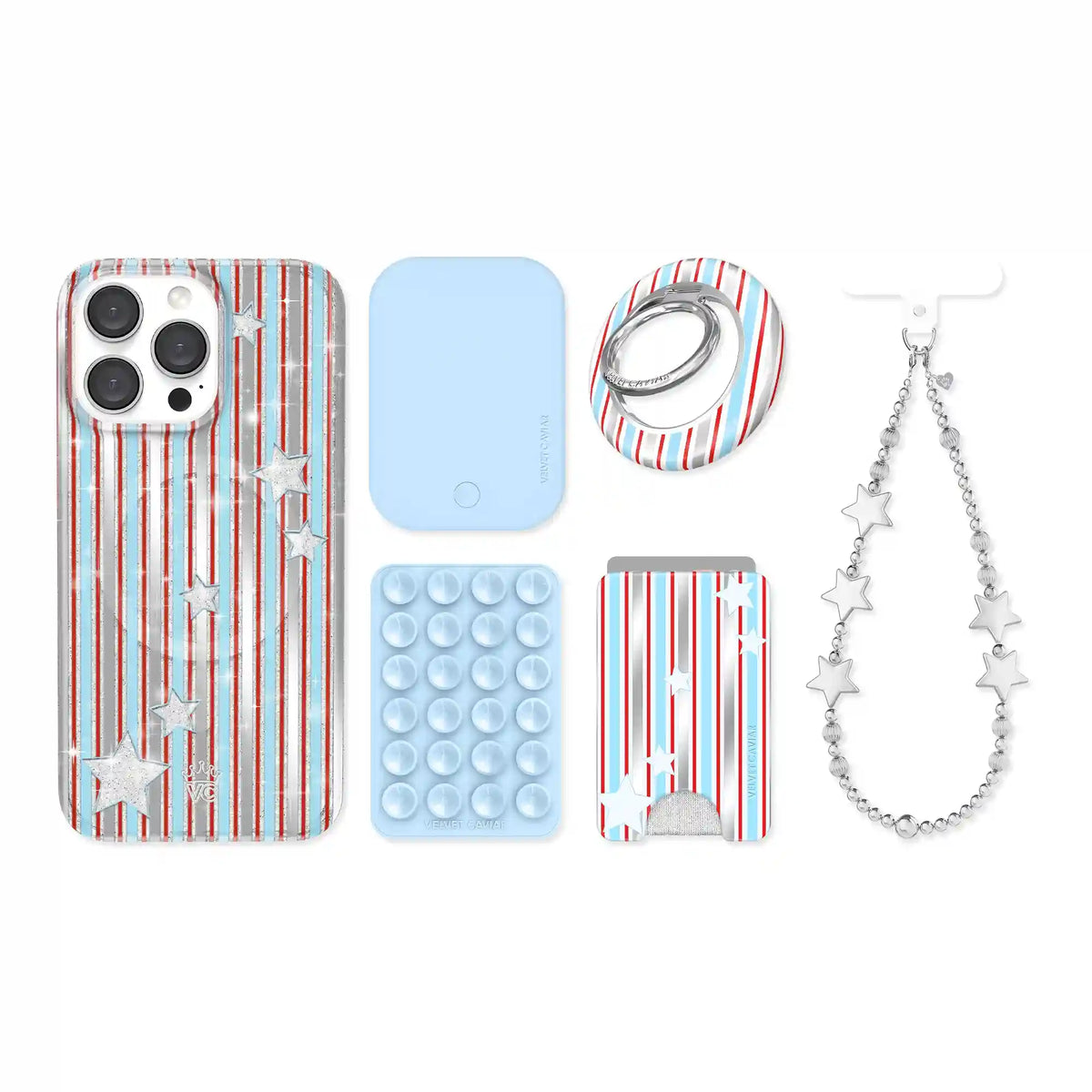 Stars & Stripes Glitter iPhone Bundle Set