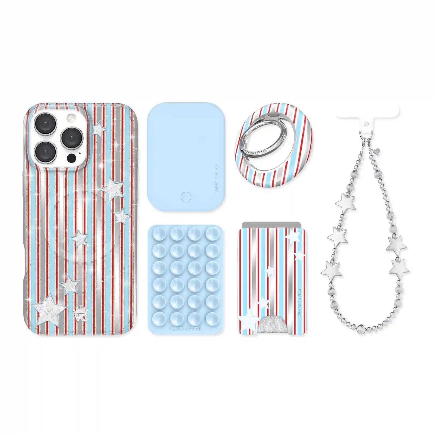 Stars & Stripes Glitter iPhone Bundle Set
