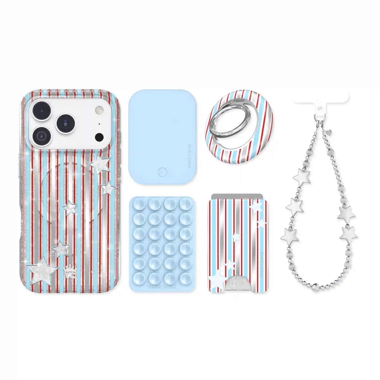 Stars & Stripes Glitter iPhone Bundle Set