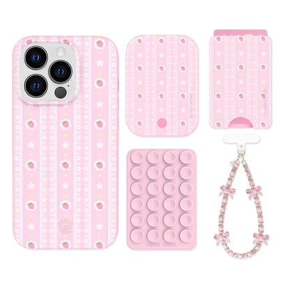 Strawberry Macaron iPhone Bundle Set - Wallet