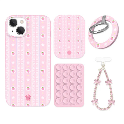 Strawberry Macaron iPhone Bundle Set - Grip