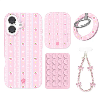 Strawberry Macaron iPhone Bundle Set - Grip