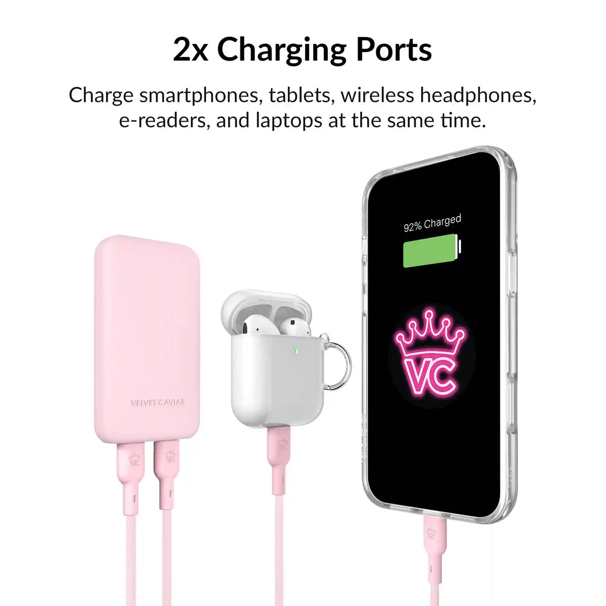 Strawberry Milk Fast Charging Set, Dual Port Wall Adapter + 6ft USB-C Cable