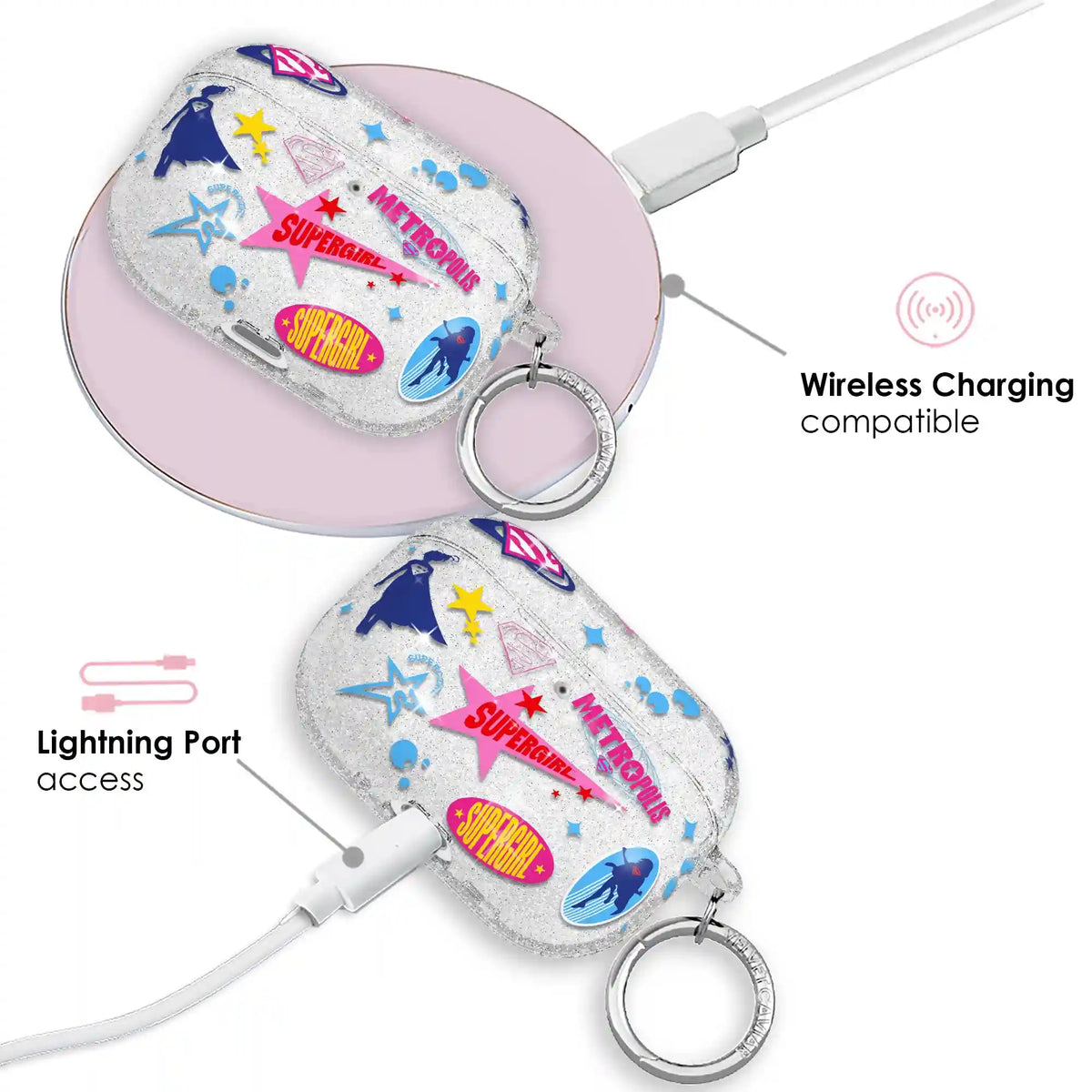 Supergirl Krypto Glitter AirPod Case