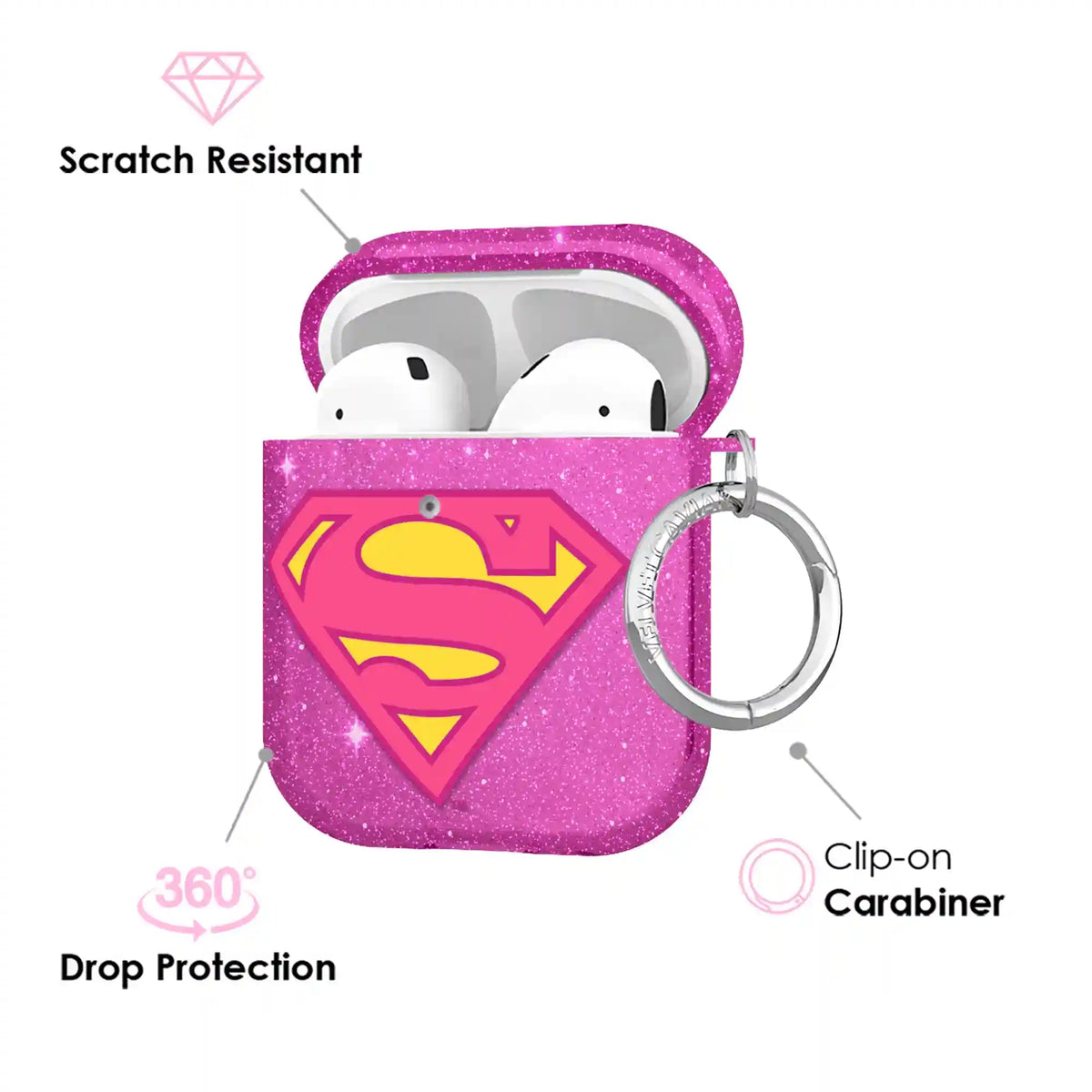 Supergirl Stardust Glitter AirPod Case