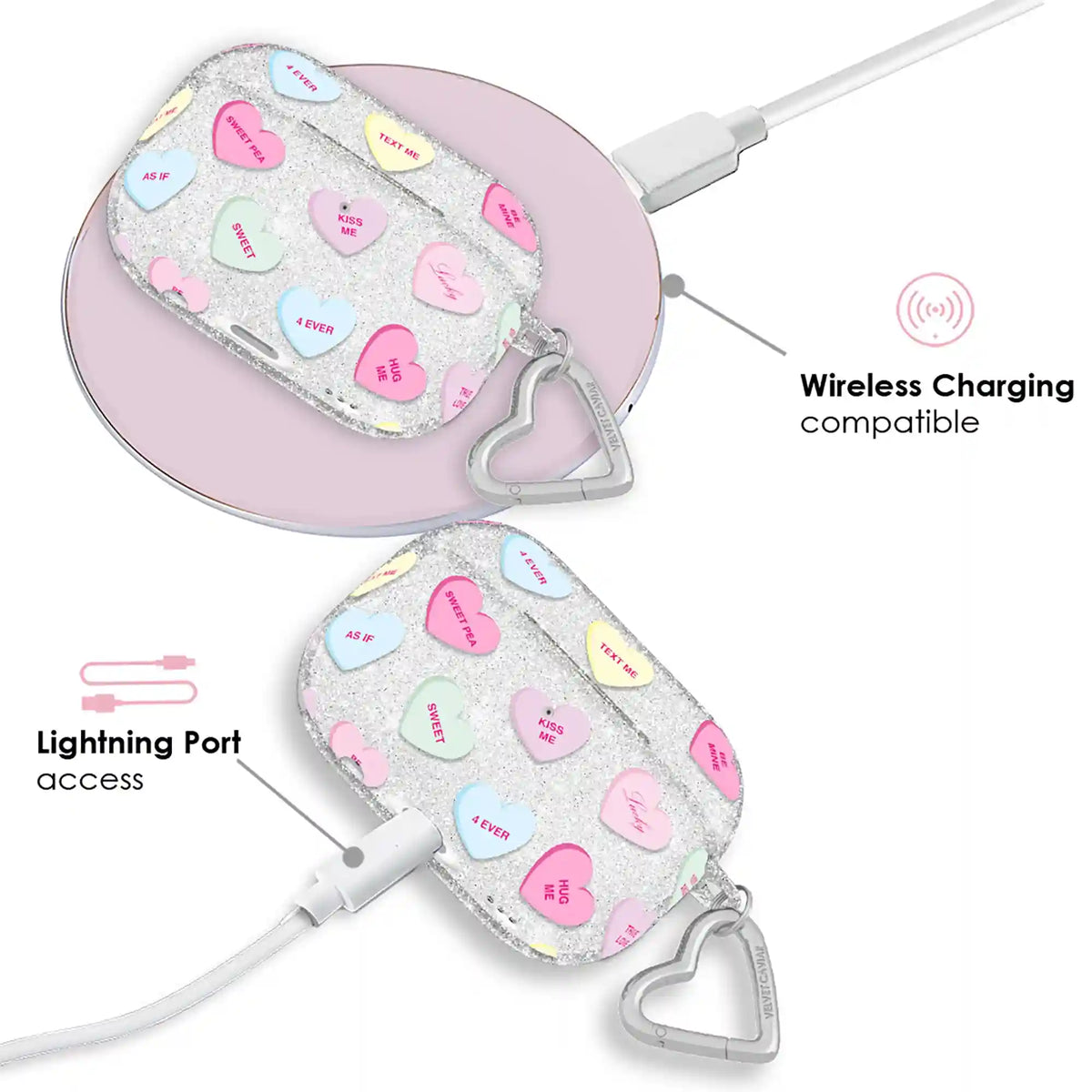 Sweet Hearts Glitter AirPod Case