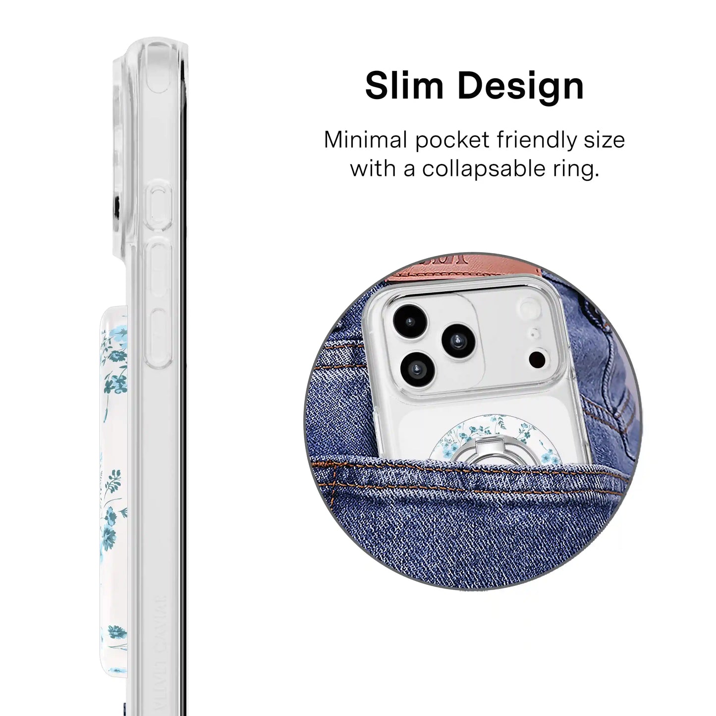French Blue Floral MagSafe Grip Ring