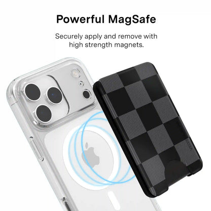 Noir Vibe Checkered Magsafe Wallet