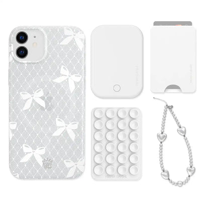 Vintage Lace Bows iPhone Bundle Set - Wallet