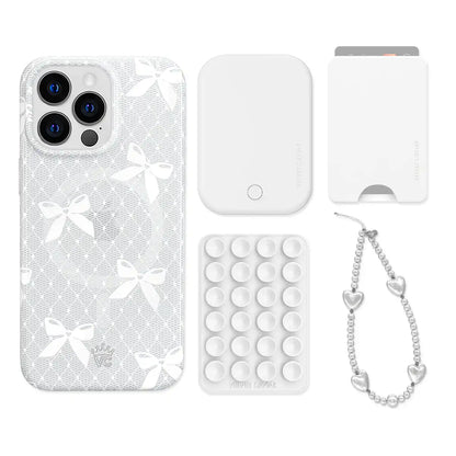 Vintage Lace Bows iPhone Bundle Set - Wallet