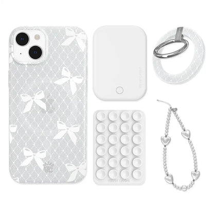 Vintage Lace Bows iPhone Bundle Set - Grip