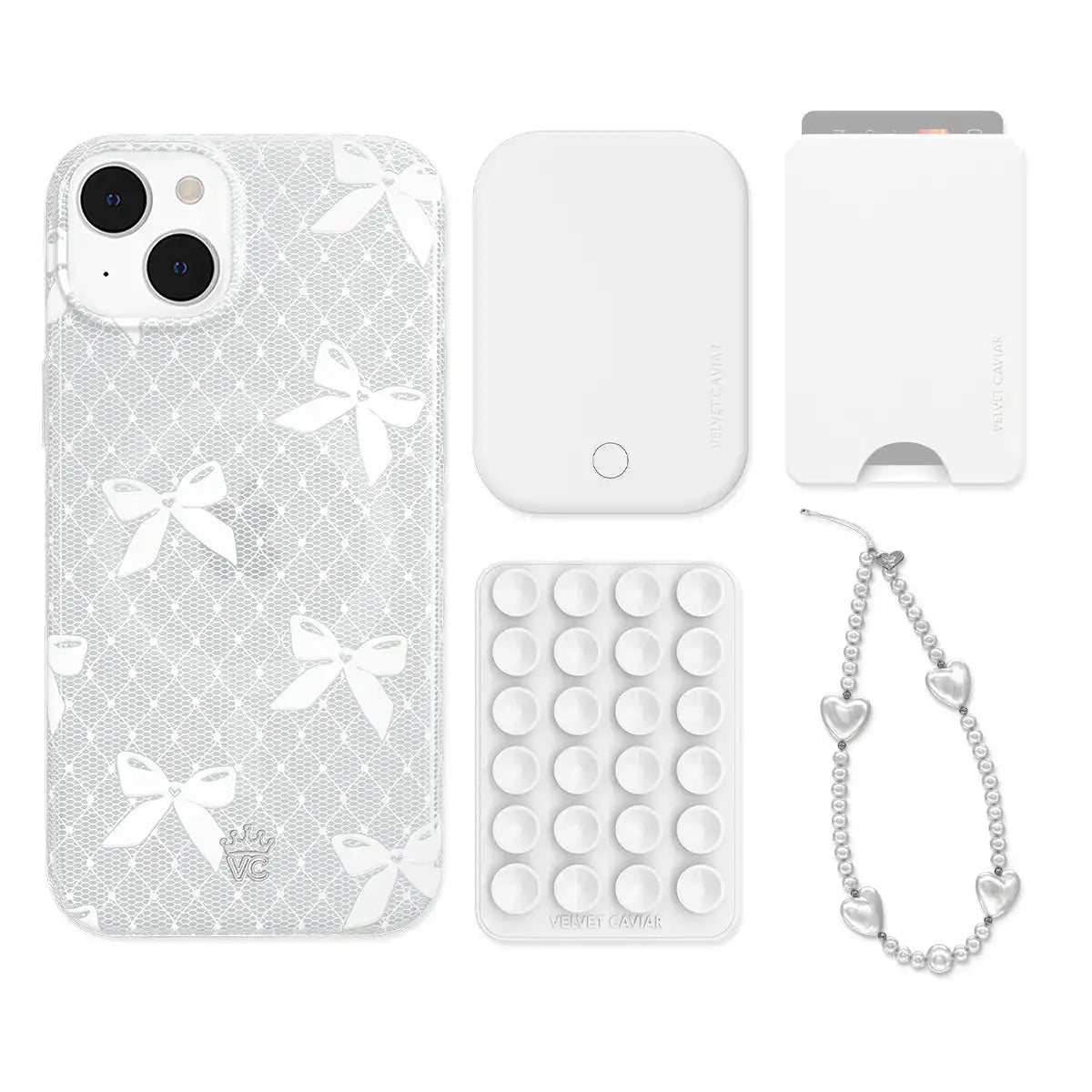 Vintage Lace Bows iPhone Bundle Set - Wallet