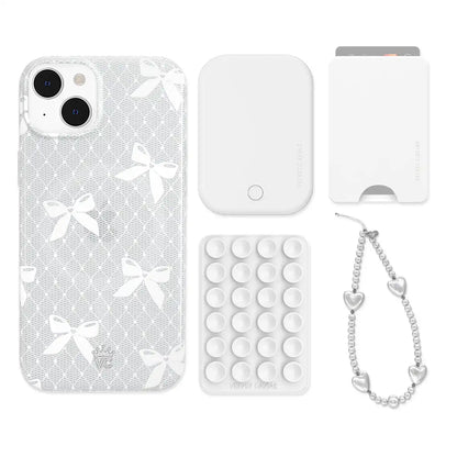 Vintage Lace Bows iPhone Bundle Set - Wallet