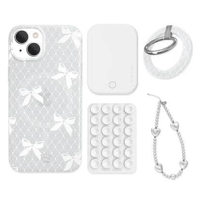 Vintage Lace Bows iPhone Bundle Set - Grip