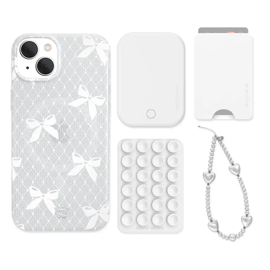 Vintage Lace Bows iPhone Bundle Set - Wallet