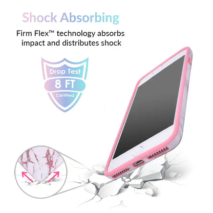 White Marble Pink Chrome iPhone Case