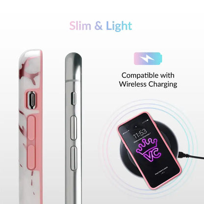 White Marble Pink Chrome iPhone Case