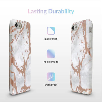 White Marble Rose Gold Chrome iPhone Case