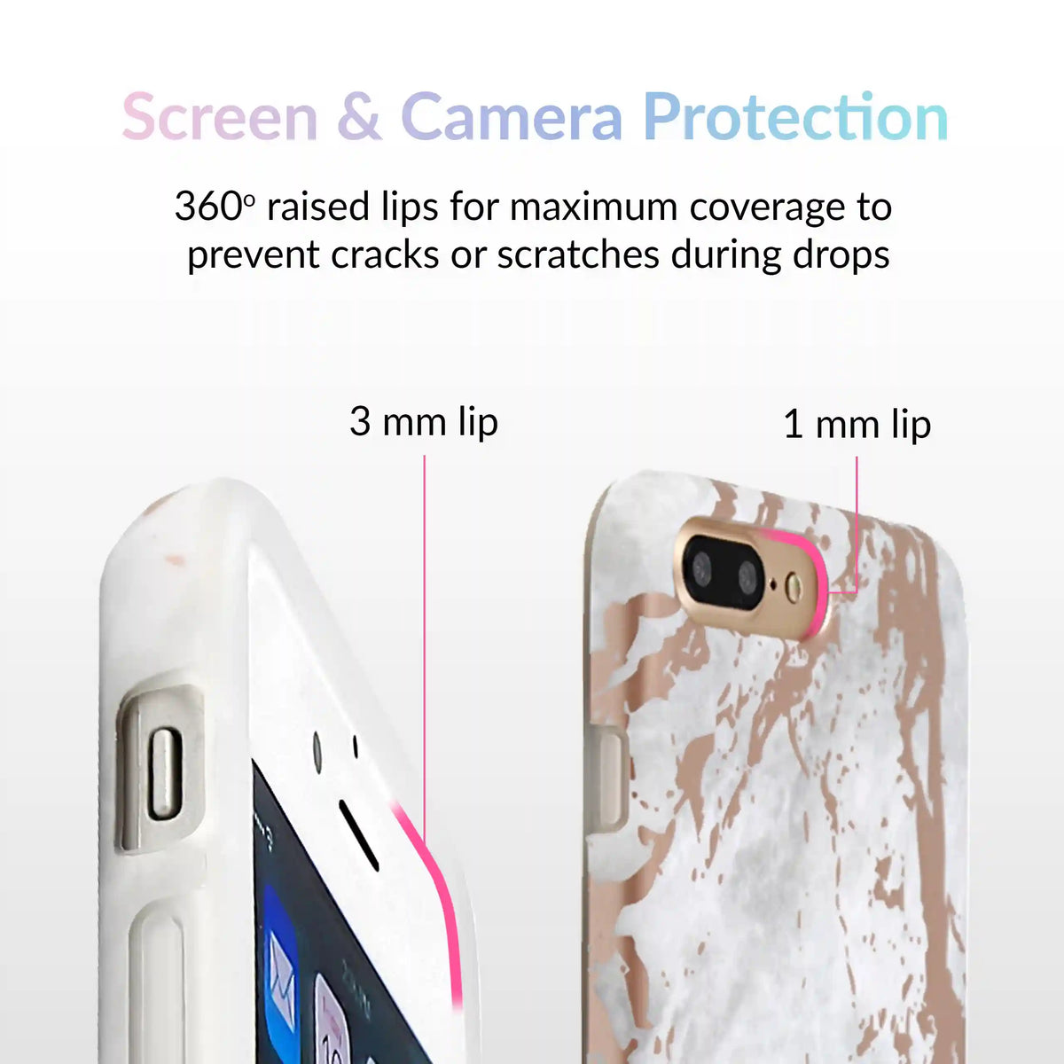 White Marble Rose Gold Chrome iPhone Case