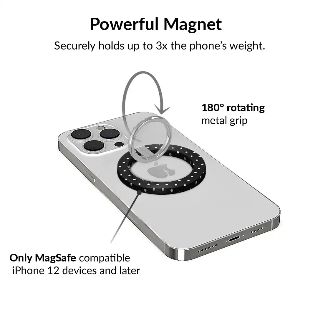 Black Polka Dot MagSafe Grip Ring