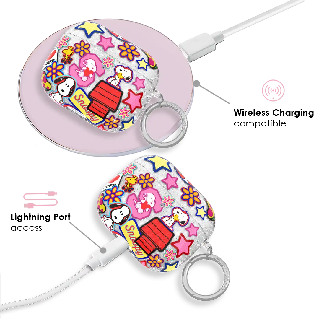 Snoopy Patchwork Glitter AirPod Case