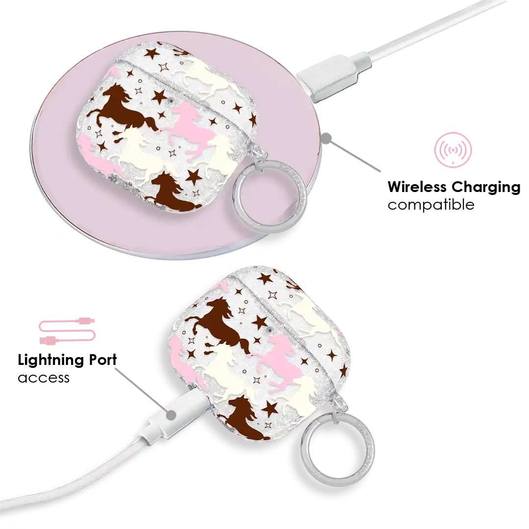 Pink Pony Glitter AirPod Case