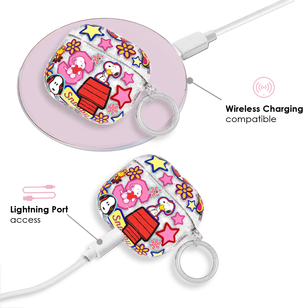 Snoopy Patchwork Glitter AirPod Case