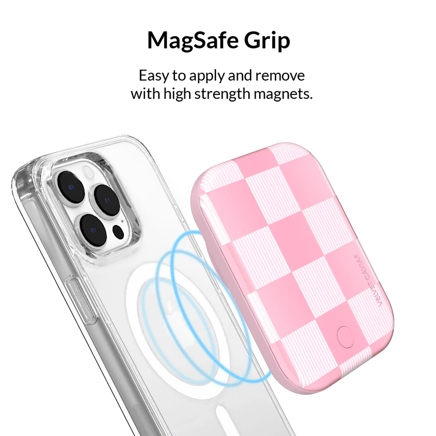 Pink Vibe Checkered Portable MagSafe Charger Power Pack