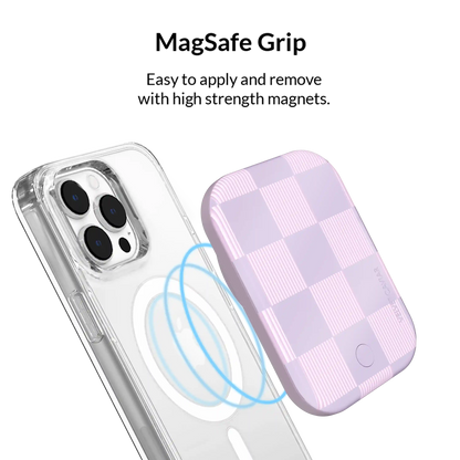 Lilac Vibe Checkered Portable MagSafe Charger Power Pack