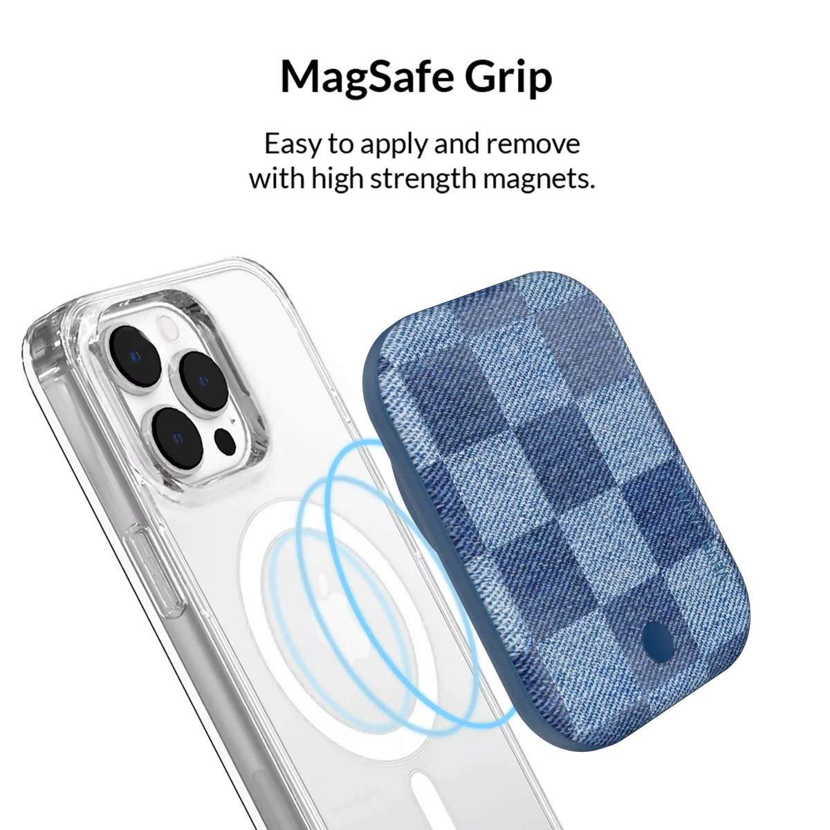 Denim Vibe Checkered Portable MagSafe Charger Power Pack
