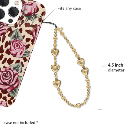 Gold Metallic Heart Phone Charm