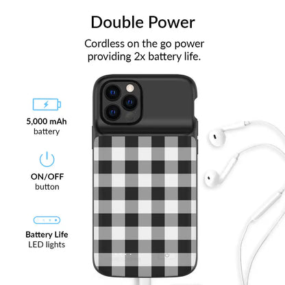 Black Gingham iPhone Charging Case