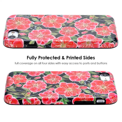 Black Hibiscus Rose Gold Chrome Floral iPhone Case