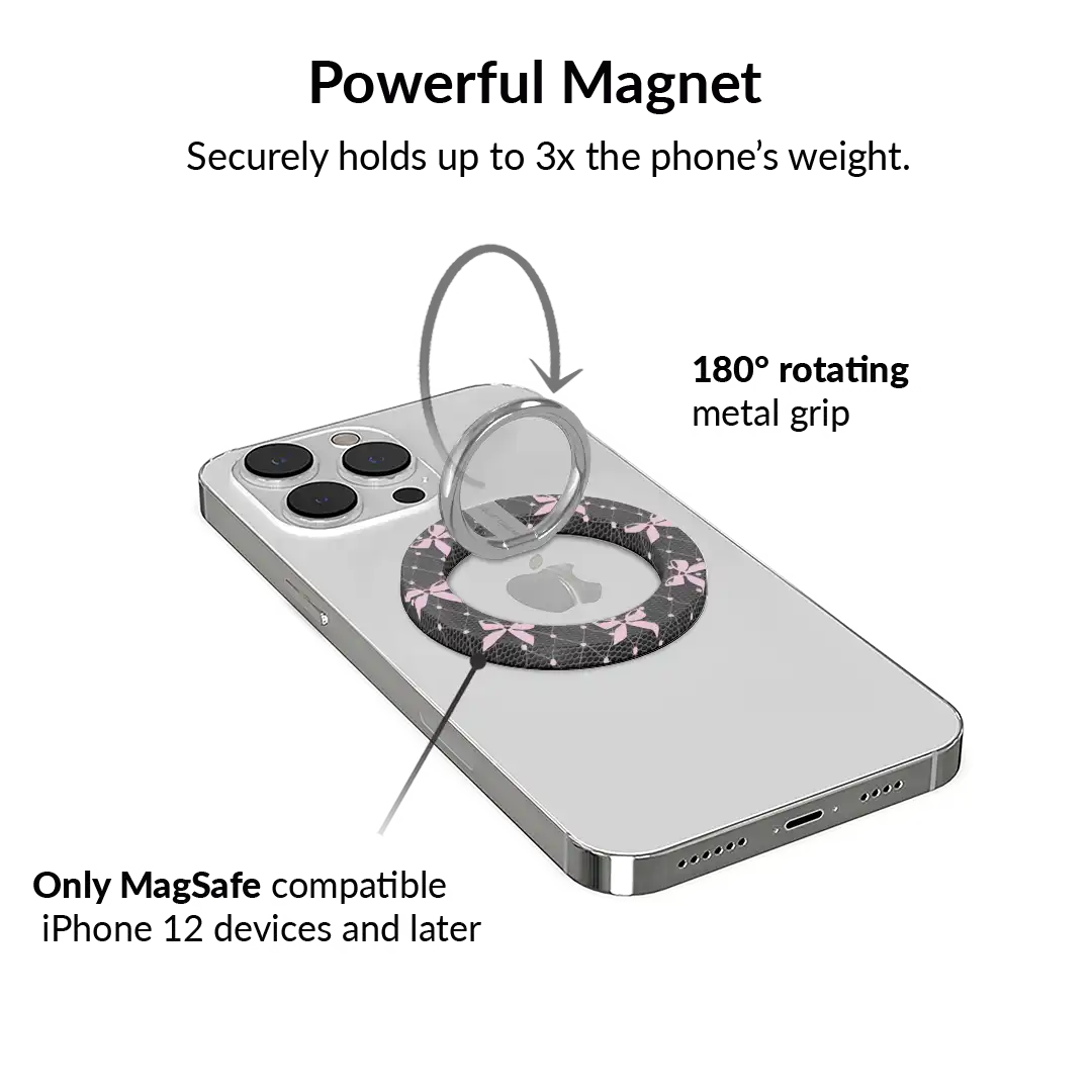 Lacy Pink Bows MagSafe Grip Ring