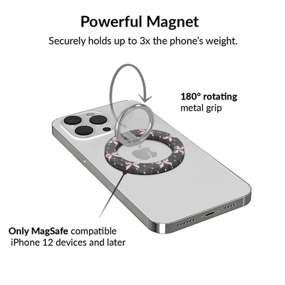 Lacy Pink Bows MagSafe Grip Ring
