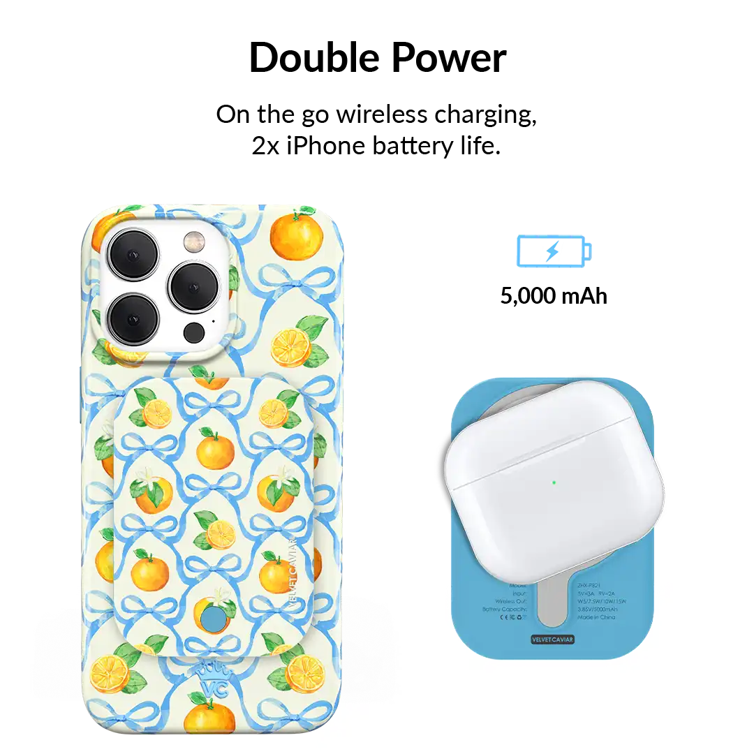 Orange Blossom Portable MagSafe Charger Power Pack
