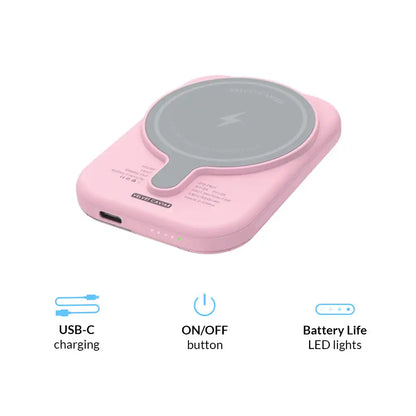 Posie Pink Bow Portable MagSafe Charger Power Pack