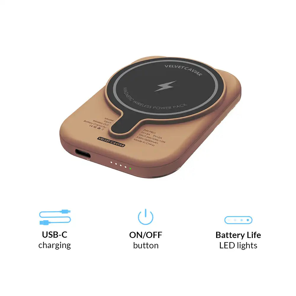 Bronze Leopard Portable MagSafe Charger Power Pack