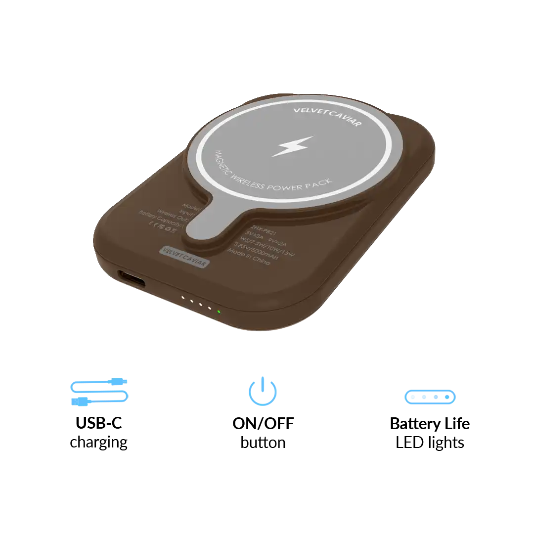 Espresso Brown Portable MagSafe Charger Power Pack