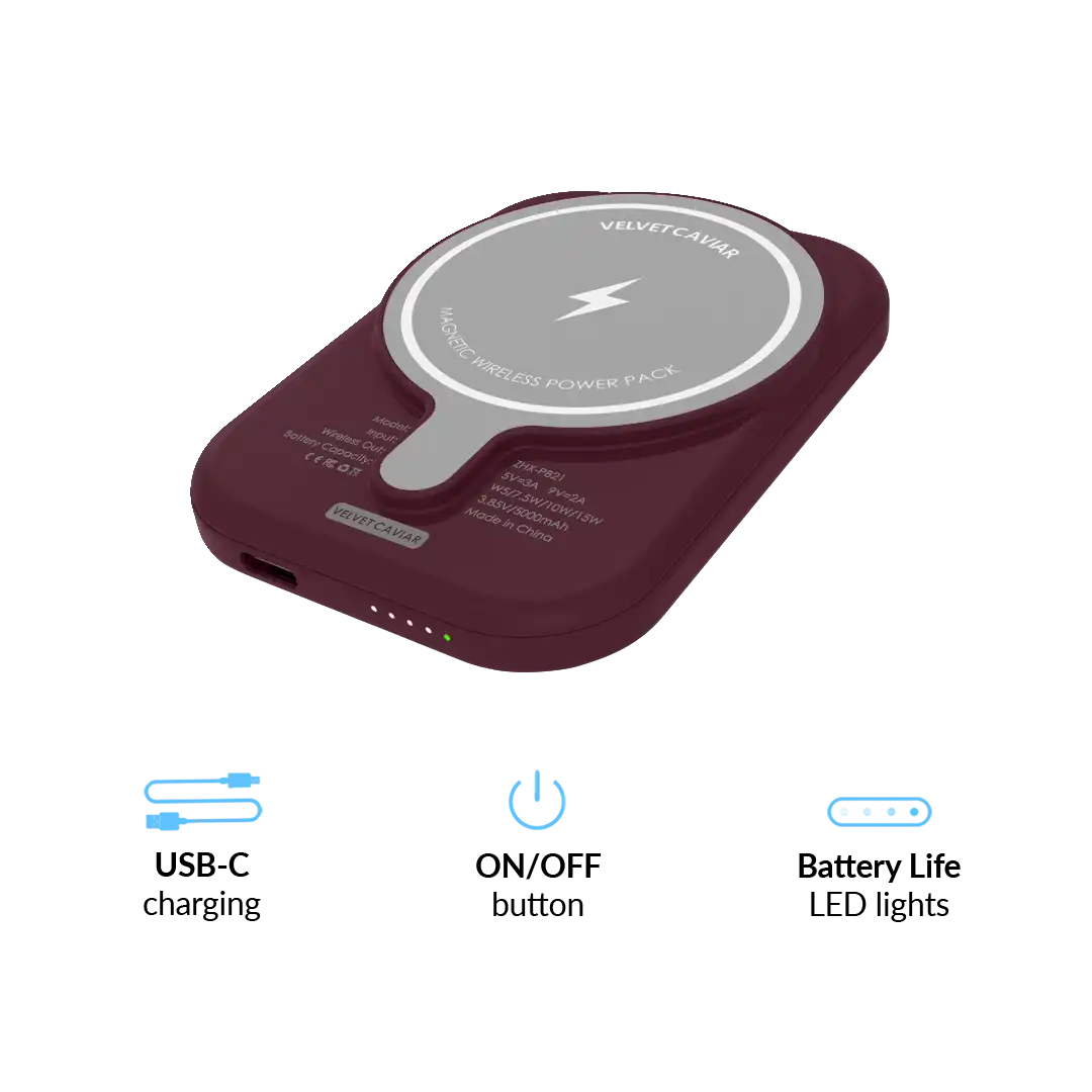 Burgundy Vibe Checker Portable MagSafe Charger Power Pack