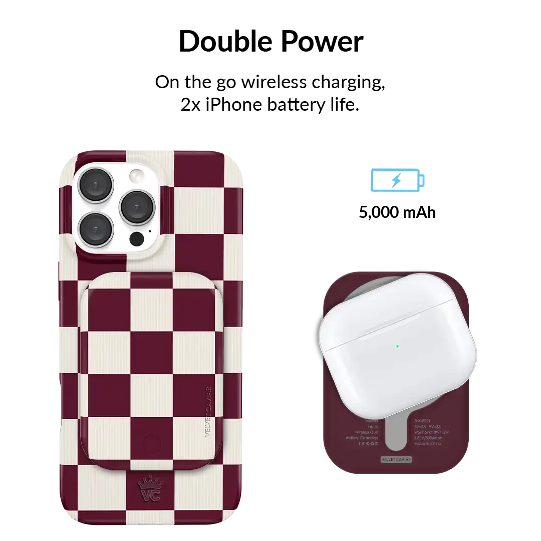 Burgundy Vibe Checker Portable MagSafe Charger Power Pack