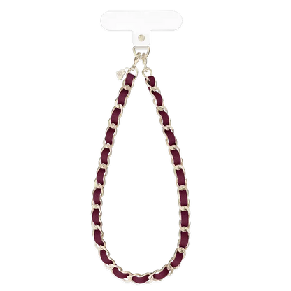 Burgundy Leather Chain Phone Charm